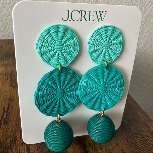 New with tags J.CREW Triple-drop raffia earrings - Picture 5 of 8